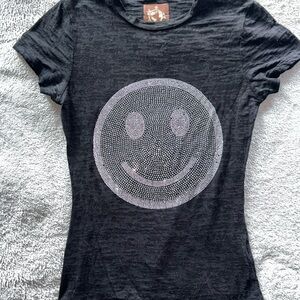 Free Planet Black Smiley Face Tee
